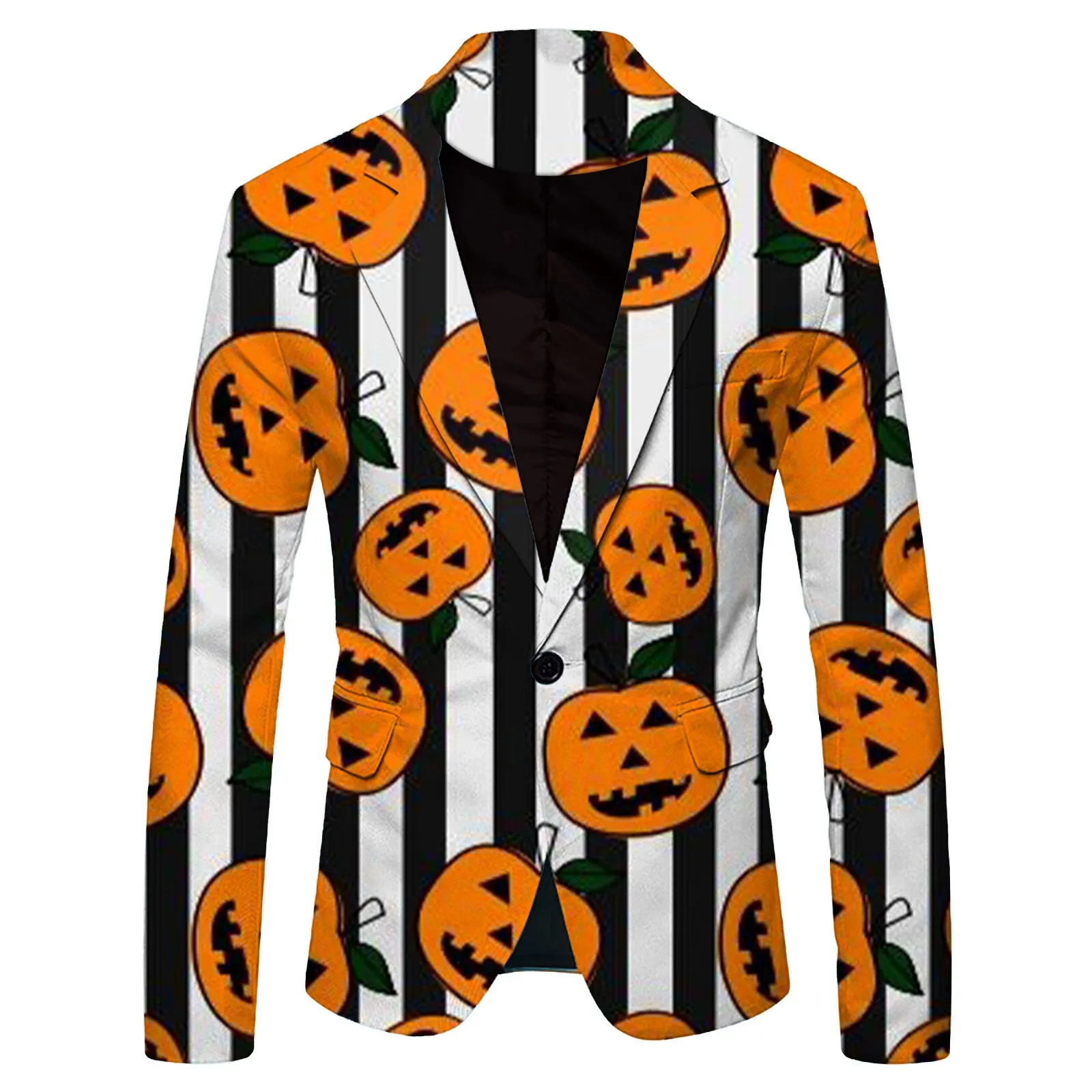 Funny Pumpkin Men's Halloween Blazer Jacket Casual Slim Fit Long Sleeve Suit Expression Print Fashion Suit Party Wear Jacket