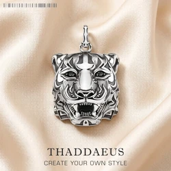 Three-Dimensional Blackened Tiger Pendant Brand New Punk Jewelry Europe 925 Sterling Silver Lucky Gift For Woman & Men