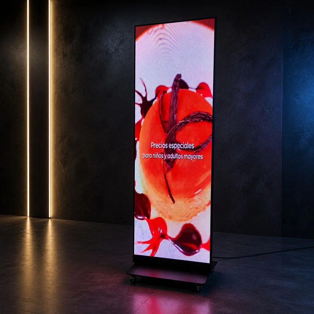 Foldable LED Display P1.86 GOB 640x1920mm Ultra Thin Portable Digital Poster with WiFi/App Control for Retail Store Advertising