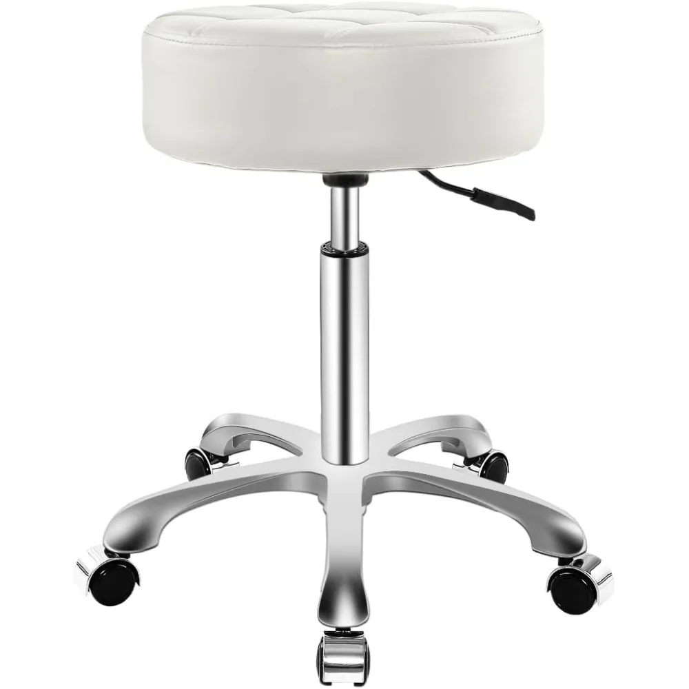 

Rolling Stool with Wheels, Thick Cushion Heavy Duty Esthetician Hydraulic Chair Stool for Work Medical Tattoo Salon Office (Whit