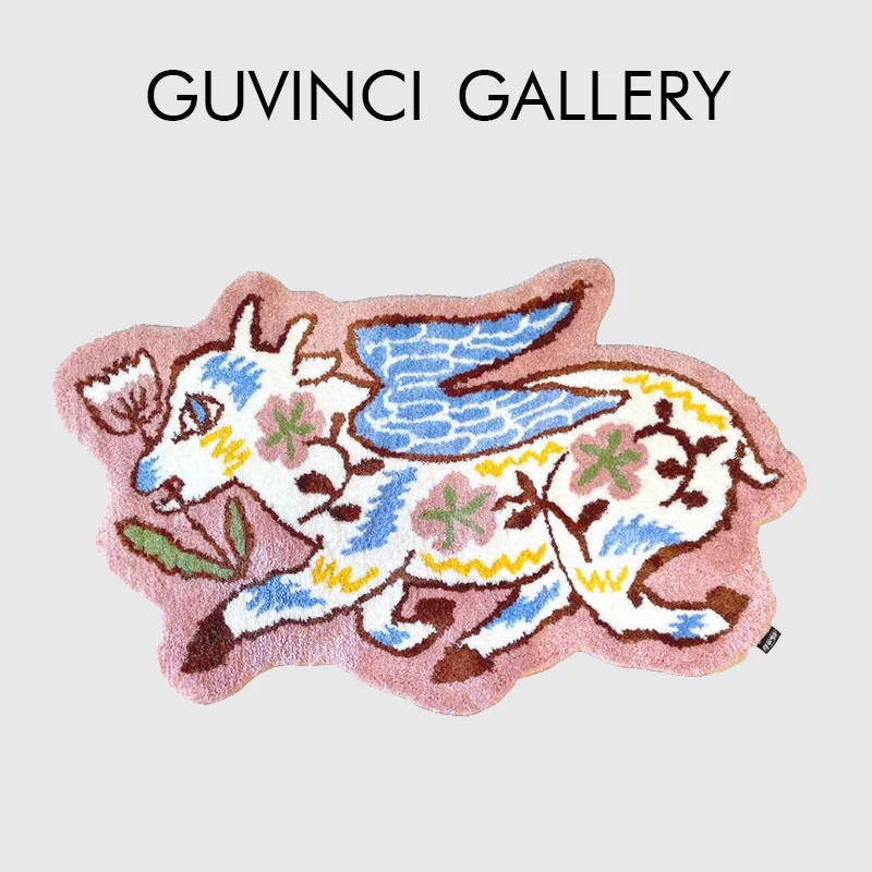 GUVINCI GG Style Mystical Animal Shape Carpet Fly Goat Soft Tufted Area Rug Floor Mat Doormat Christmas New Year Home Decoration