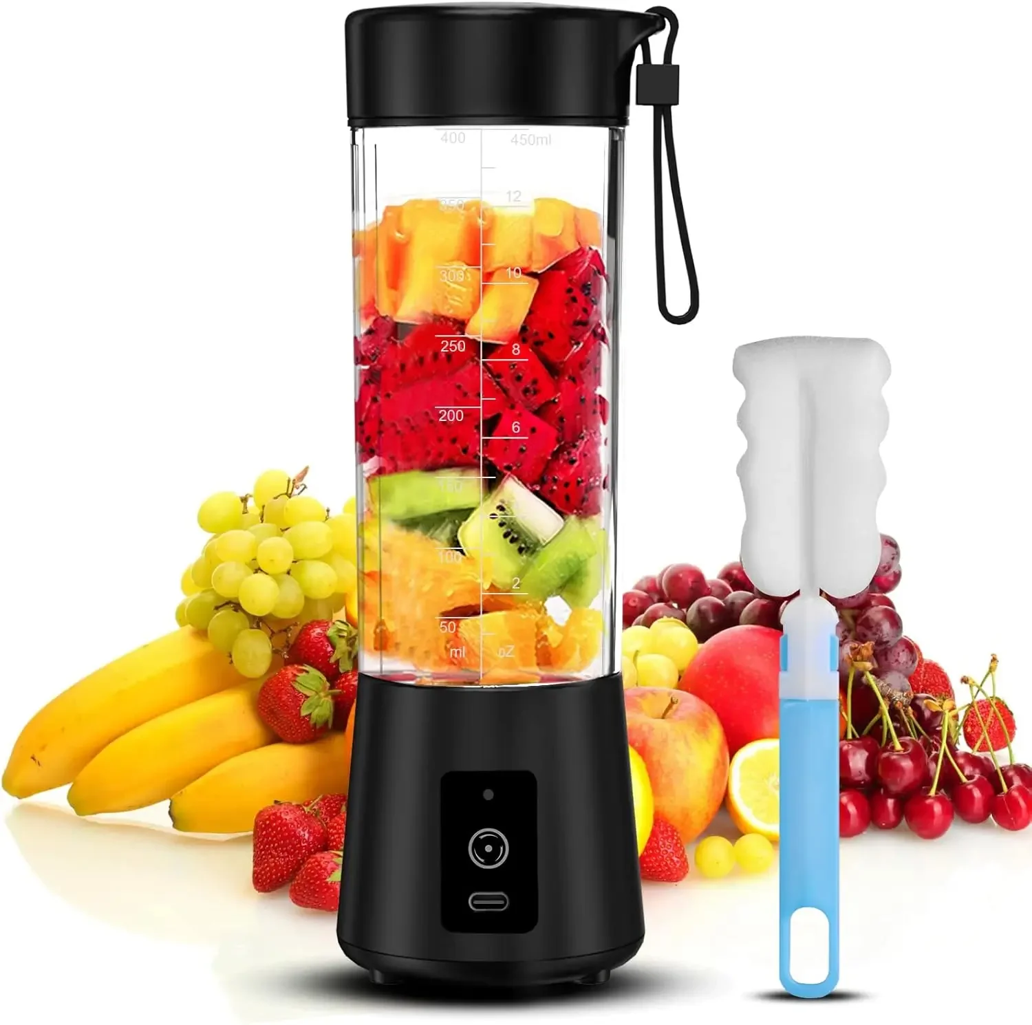 Portable Blender,  Personal Mini Blender Smoothies and Shakes USB Rechargeable Juicer Cup Travel  Fresh Juice Blender (Black)