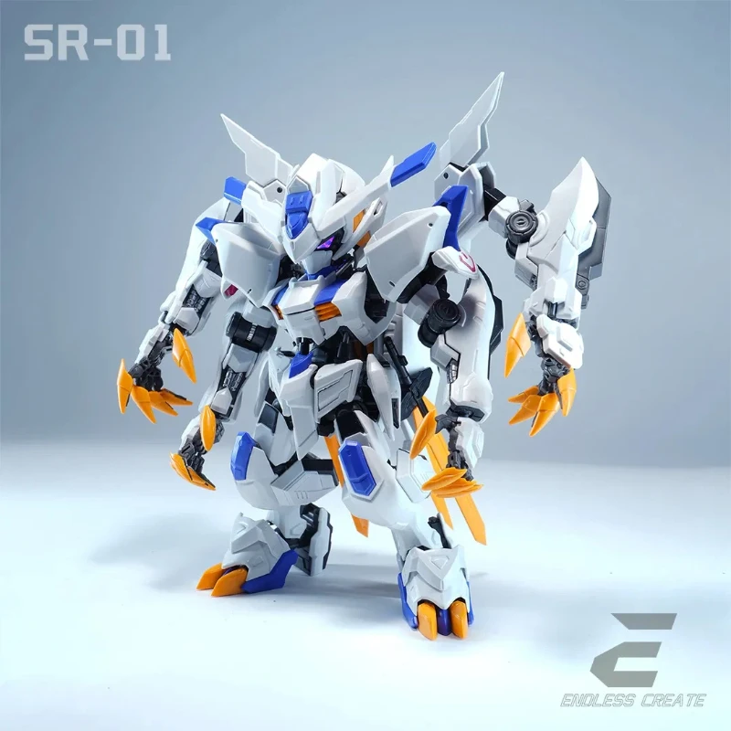 14cm MGSD EC SR-01 Byaki White Ghost Assembly Model Kit Q Version Mecha Led Light Action Figure With Water Decals Decor Toy Gift