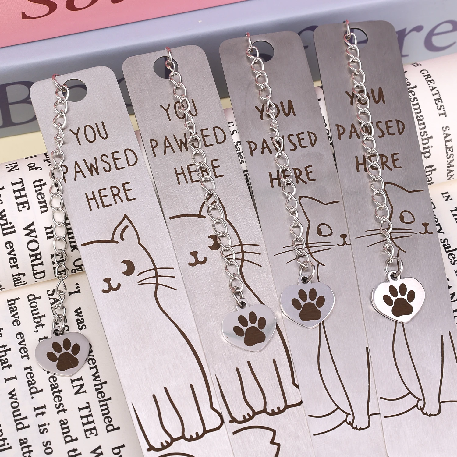 Stainless Steel Metal Cat Shaped Bookmark For Home Office Reading Writing Book Mark Books Page Divider Student Stationary