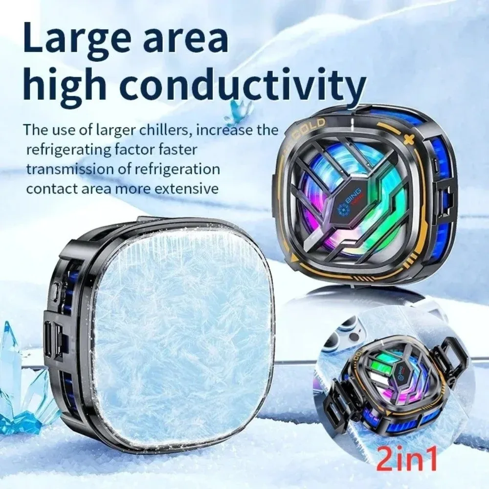 Back Clip Design Magnetic Phone Cooler Safy Ice Cooling Technology 2-in-1 Cooling Fan Stability Universal Compatibility
