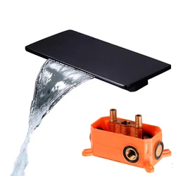 BAKALA Black High Quality Wall Mounted Bathroom Tub Waterfall Spout Square-Round Faucet Spout Water Outlet