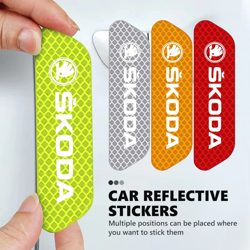 Car Door Stickers DIY Reflective Tape Warning Mark Auto Decoration For Skoda Kodiaq Octavia 2 3 Rapid Karoq Fabia Kamiq Superb