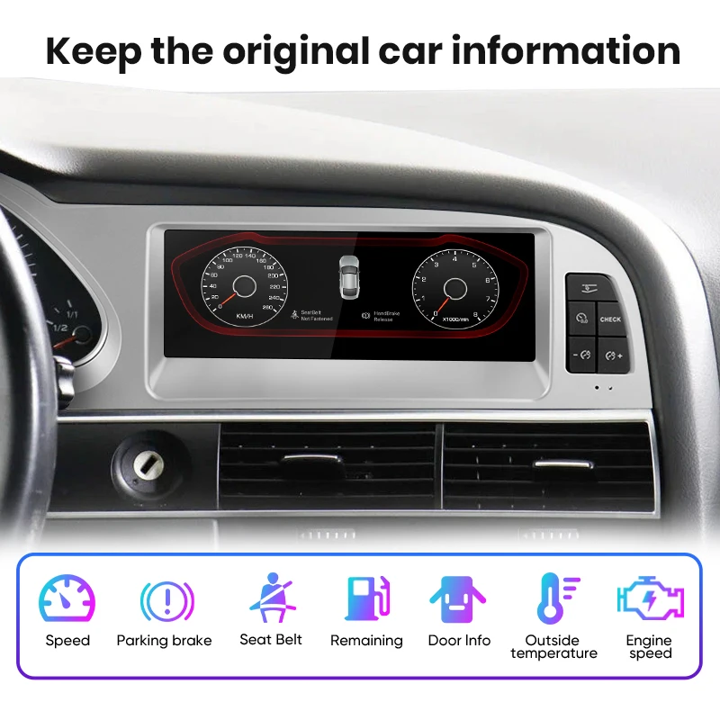 Junsun 8,8 pulgadas CarPlay para Apple Radio de coche Multimedia para Audi A6 C6 4F 2005-2011 Bluetooth inalámbrico Android Auto GPS estéreo 4