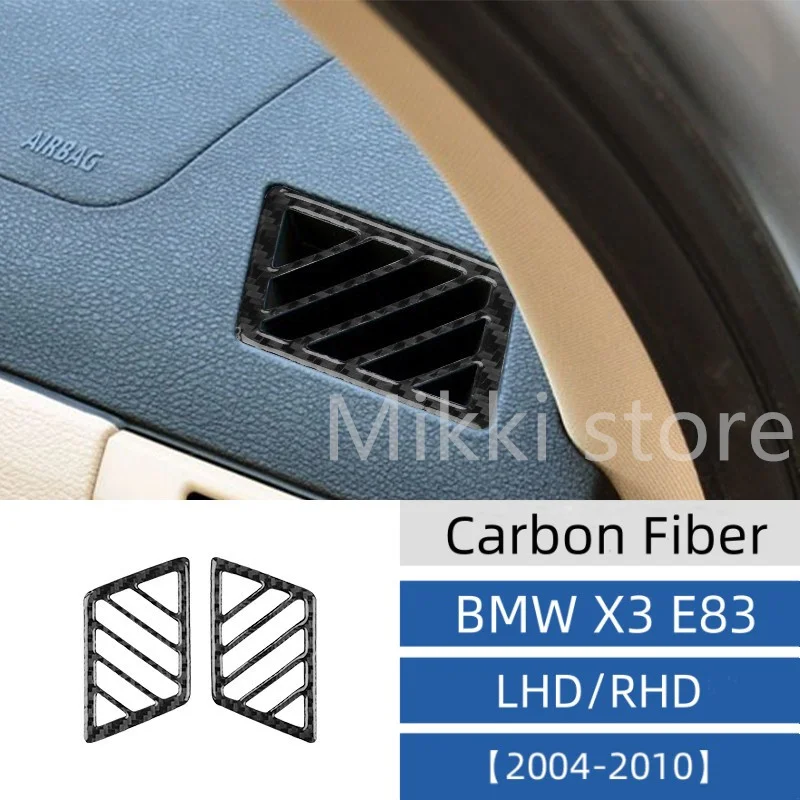 For BMW X3 E83 2006-2010 Carbon Fiber Center Control Gear Panel outlet Back Air Vent Windows Control Panel Sticker Accessories