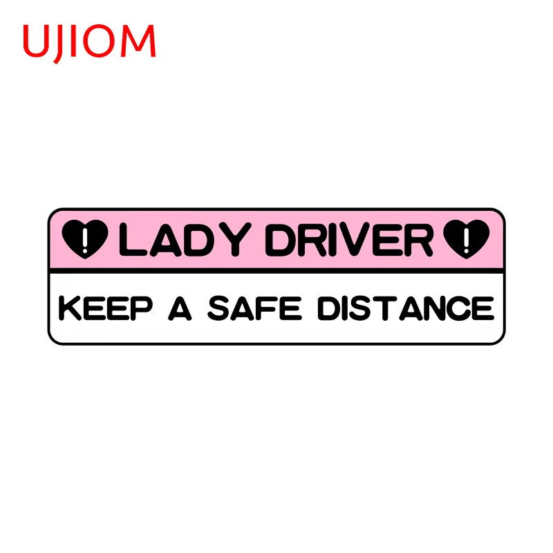 UJIOM New Drive Pink Warning Funny Sticker Customizable Character Keep A Distance Decal Suitable For Cupboard Vestibulec Decor