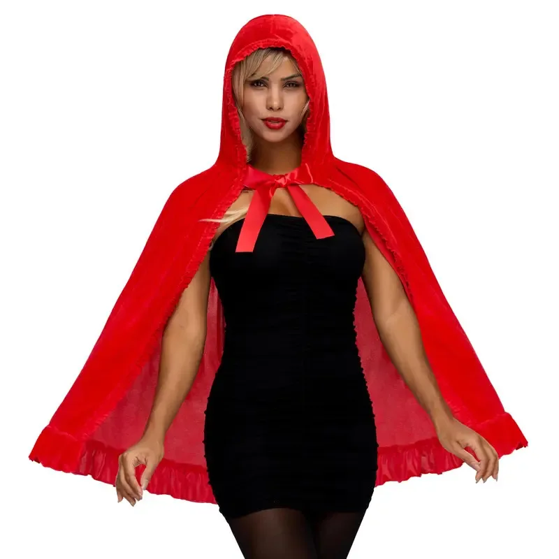 

Velvet lace Little Red Riding Hood cloak costume role-playing hat girl suitable for Halloween and Christmas cosplay cape