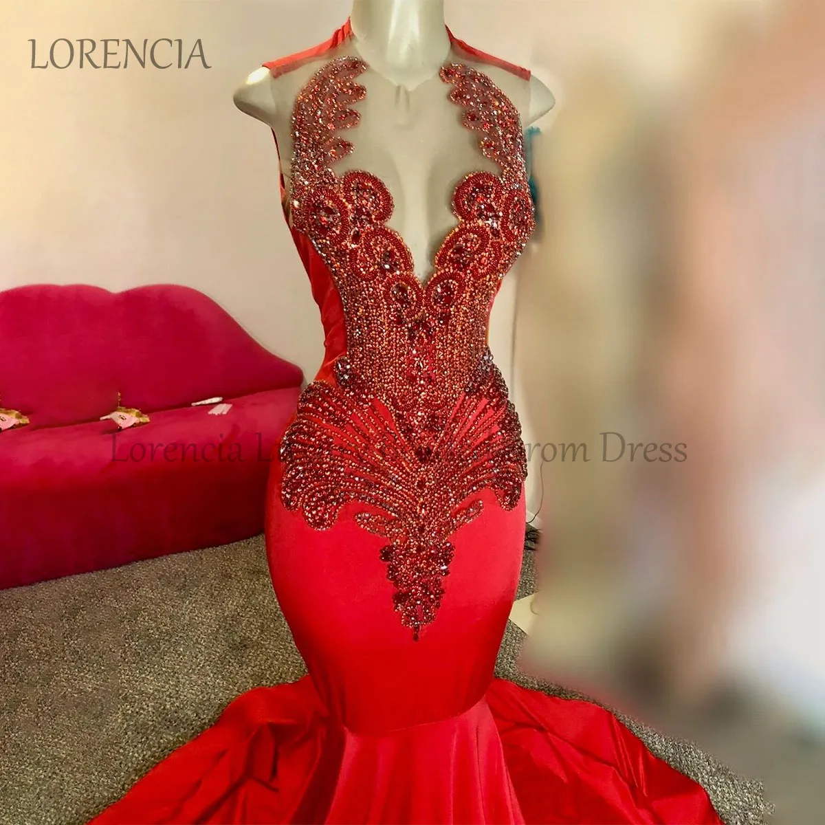 Customized Diamonds Long Mermaid Prom Dress For Black Girls Crystal Evening Party Dress Formal Sleeveless vestidos de gala