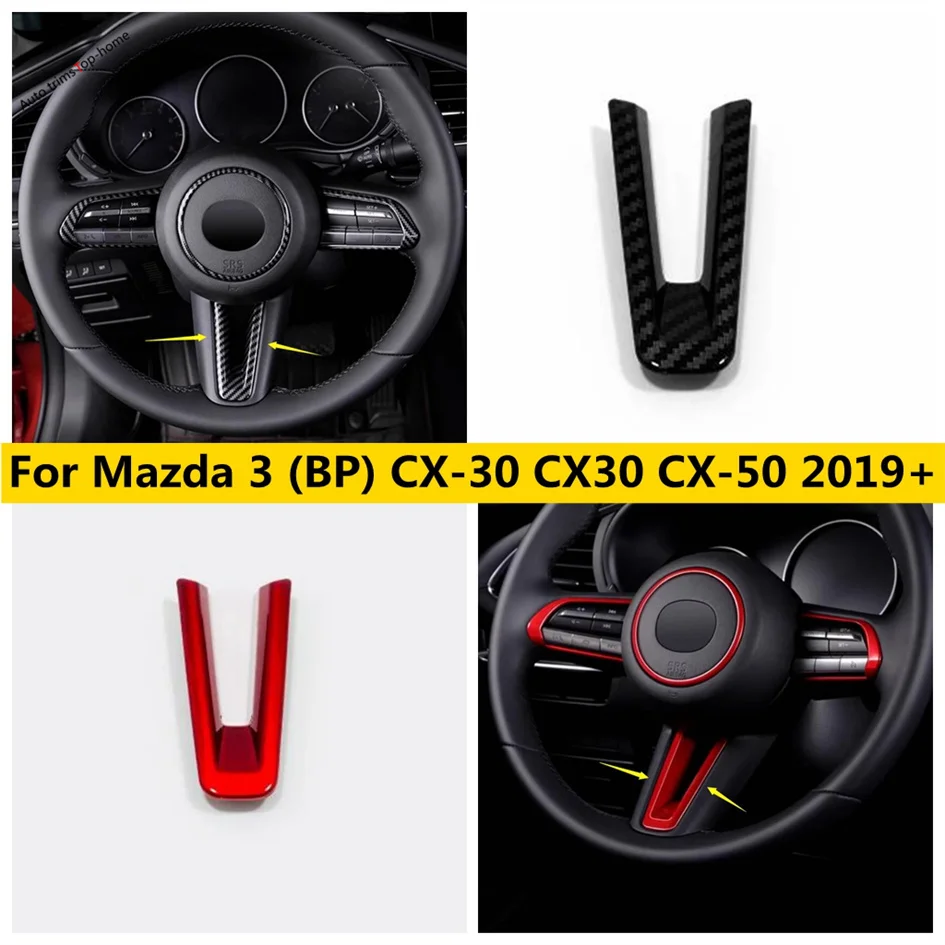 

ABS Carbon Fiber Steering Wheel Bottom Decoration Frame Cover Trim For Mazda 3 (BP) CX-30 CX30 CX-50 2019 - 2024 Car Accessories