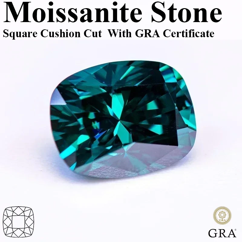 

Moissanite Stone Cushion Cut Emerald Green Natural Color Lab Artificial Gemstone For Diy Charms Jewelry Making With GR