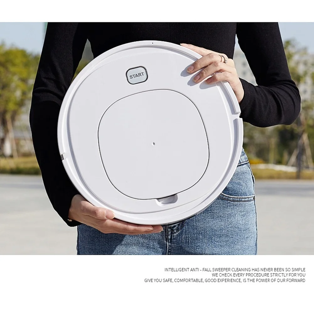 Smart Sweeping Vacuum Mop Robot for Home Floor Cleaning with Detachable Dustbin and Rechargeable 1500mAh Battery