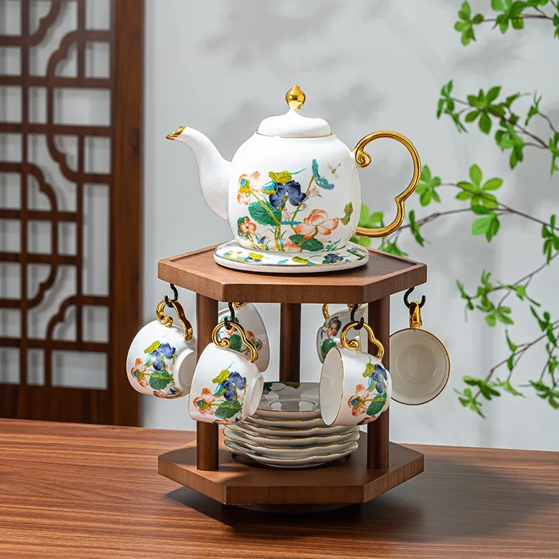 Yanze New Chinese Tea Set Household Living Room Light Luxury High-end Afternoon Tea Teapot Teacup Complete Gift Box Gift