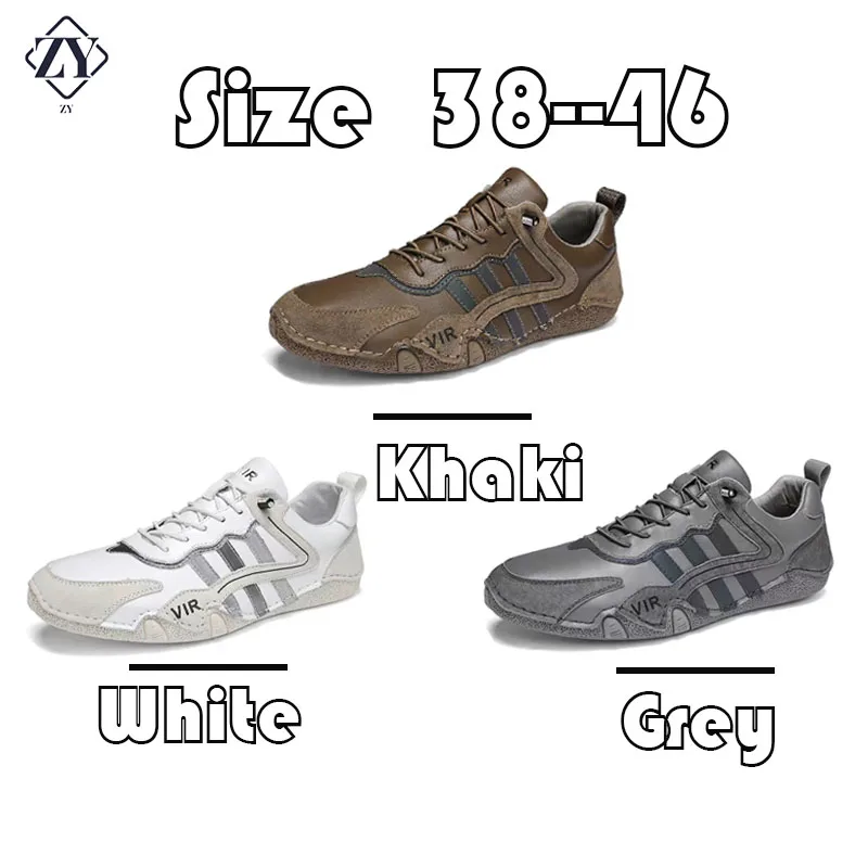 Spring Autumn Men Fashion Leather Casual Shoes Luxury Italian Designer Anti-Skid Breathable