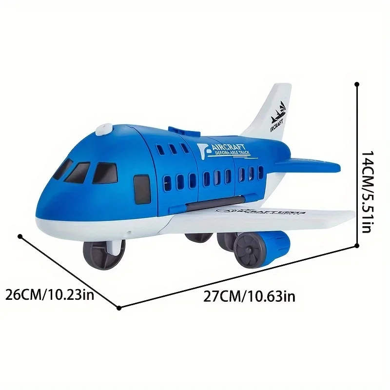 Kid airplane play set boys airliner model toys Inertial track friction with 6 Road Signs Random 3 Cars 1 Helicopter toy children