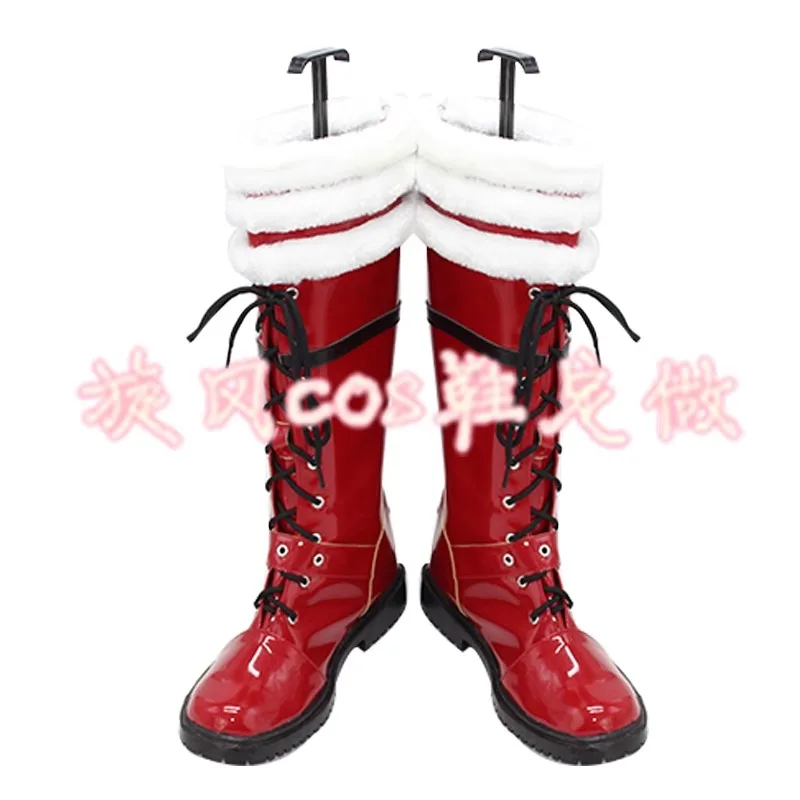 Anime Ao no Exorcist Rin Okumura Cosplay Shoes Handmade Synthetic Leather Red Boots