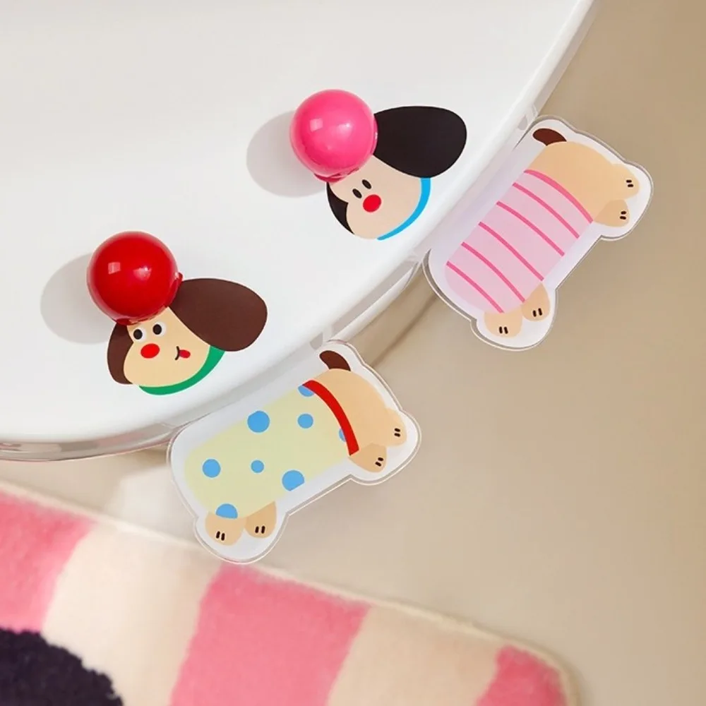 

Акриловый держатель для крышки унитаза для собак с колбасой, удобная ручка, портативный открывалка для крышки унитаза, мультяшный безсенсорный унитаз, антигрязная ручка для использования в унитазе