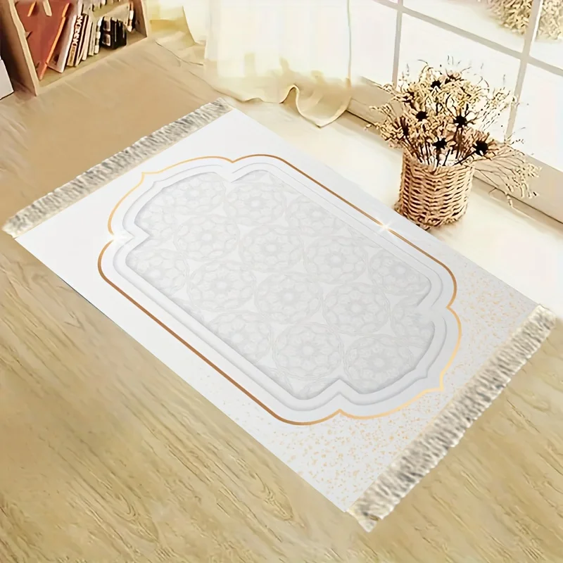 

Белый элегантный молитвенный коврик VIKAMA, мусульманский молитвенный коврик, мягкий и удобный, портативный напольный коврик, складной, для украшения дома