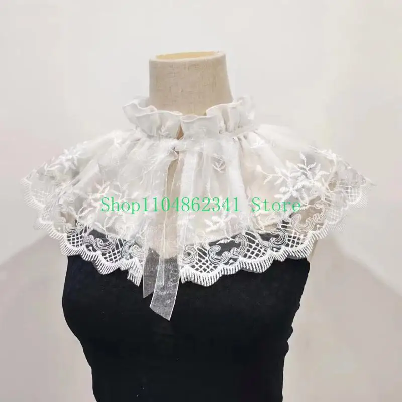5ASD Girls Sheer Ruffled воротничка отличная эстетика Викторианская