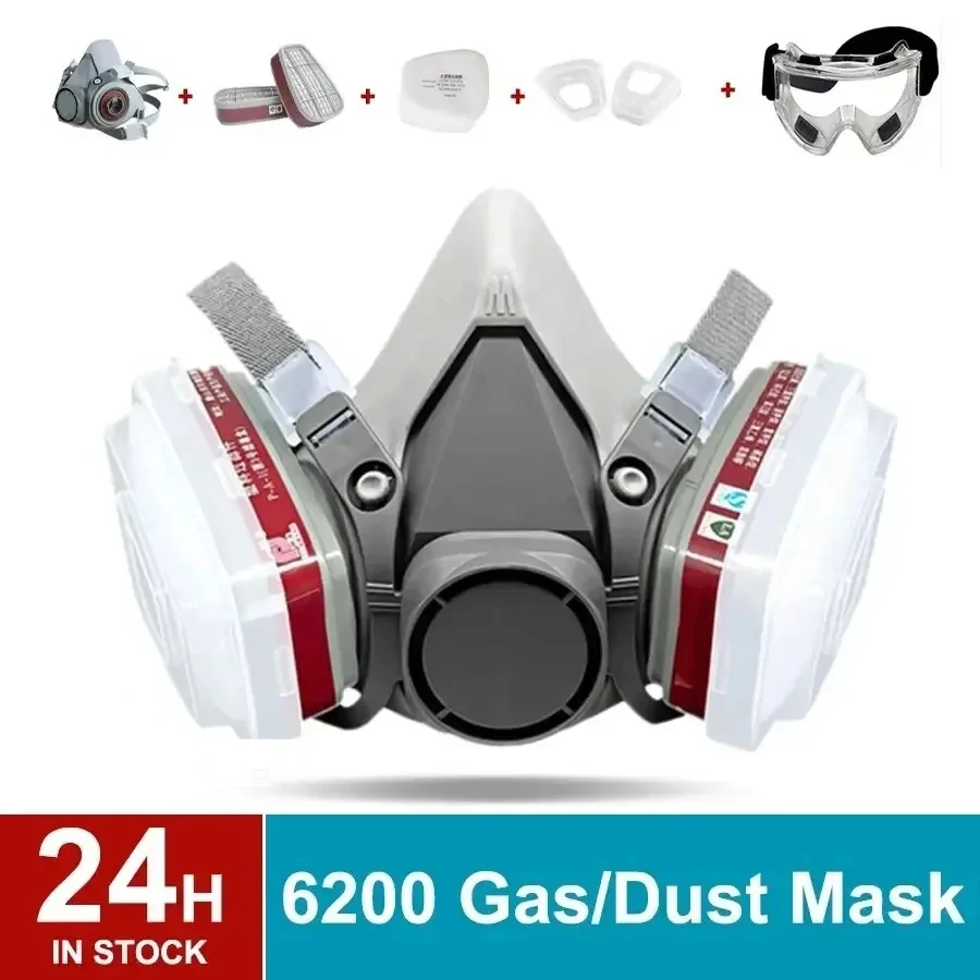 Original 6200 Respirator Reusable Half Face Cover Gas Mask Cotton Filter Goggles Painting Spray Polishing Work Safety