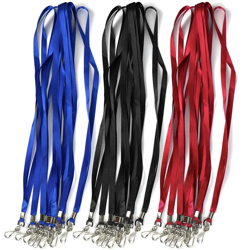 50 PCS Black Blue Red lanyards Safety Neck Rope For Card Holder Badge Keychain ID Card