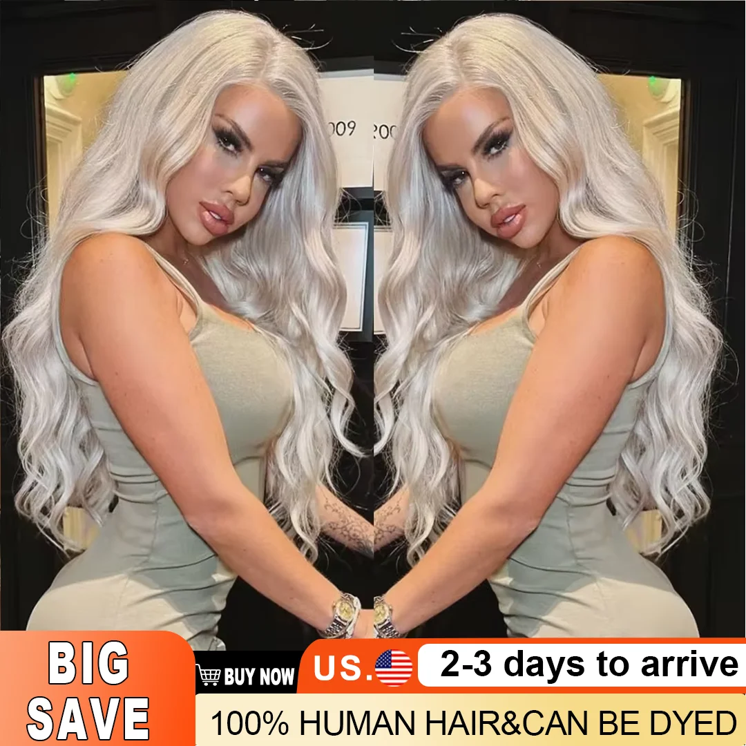 

Salon Quality Platinum Blonde 613 Colored Human Hair Wigs 13x6 HD Lace Front Human Hair Frontal Wigs For Rich Girls