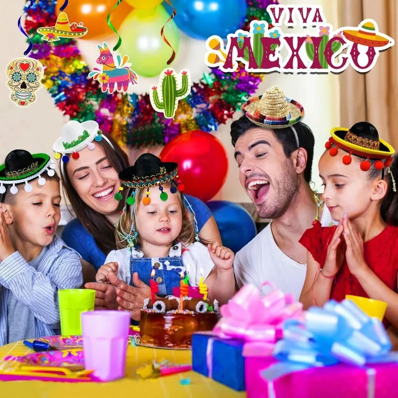 Set de 30 Recuerdos para Fiesta Mexicana, 12 Sombreros de Cinco de Mayo para Cumpleaños, Festivales, Carnaval y Eventos