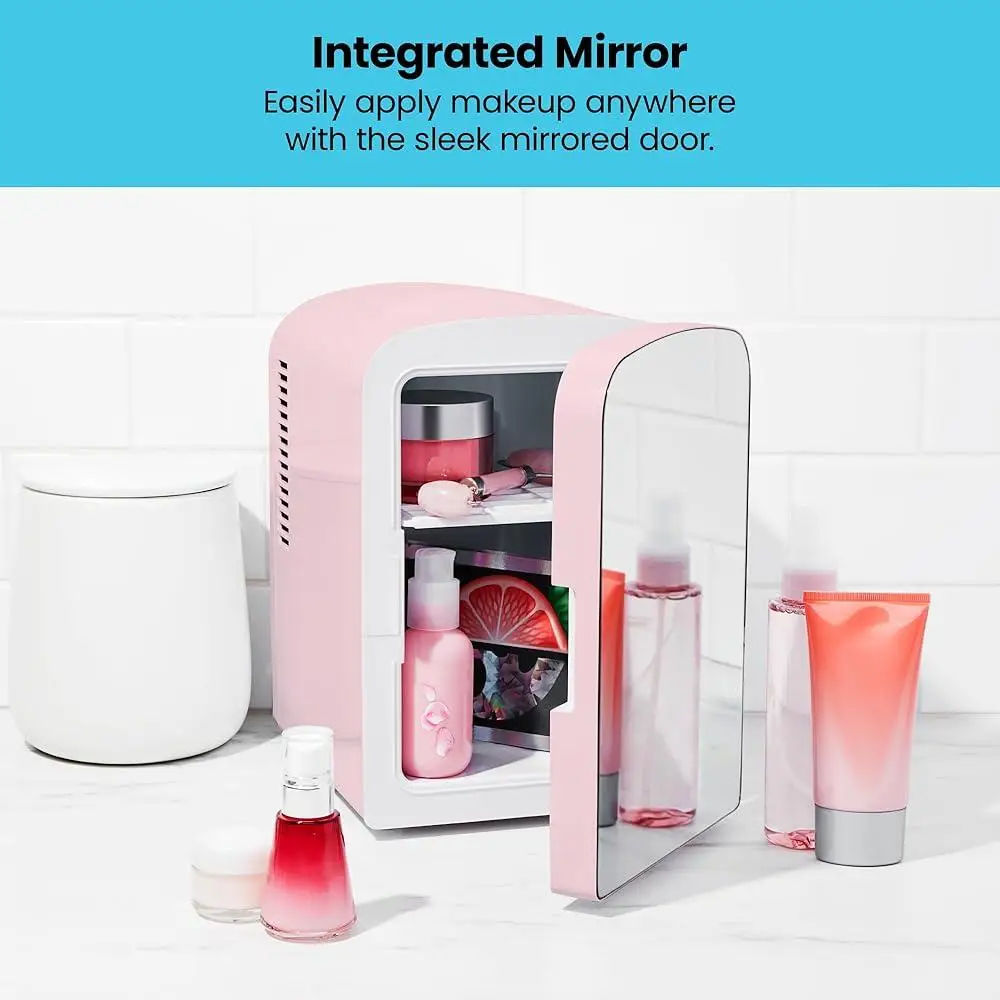 Portable Mini Refrigerator Skin Care Makeup Storage Personal Beauty Fridge Cooling Heating Function Compact Desk Accessory