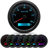 Tacómetro de motor diésel de 85mm con reloj de arena LCD, indicador de Tacho con retroiluminación de 7 colores, 3000, 4000, 6000 RPM, para coche, barco marino, 12V/24V