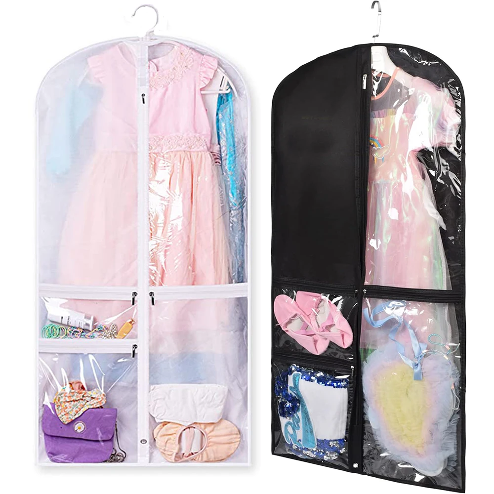 

Clear PVC Waterproof Costume Dance Garment Bag For Dancers with Clear Zipper Pockets for Suits Dress Cover Travel Competitions