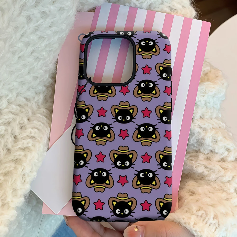 Casing HP IPhone17 Motif Kucing Hitam & Lebah Bergaya Barat yang Unik, Wajib Dimiliki untuk IPhone 17 16 15 14 13 Pro Max Plus, Penutup Belakang Berlapis Ganda