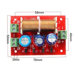 1Pcs YLY-2088 Double 2 Way 400W Adjustment Treble/Bass Frequency Divider Speaker Audio Crossover Filter Modules