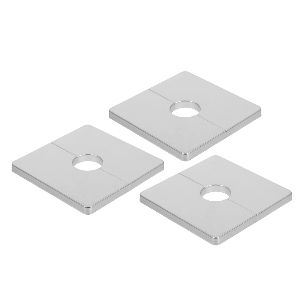 

3Pcs Water Pipe Cover Square Silver ABS Wall Hole Cover Bathroom Decor Kitchen Facilities Stainless Steel Plumbing Plates