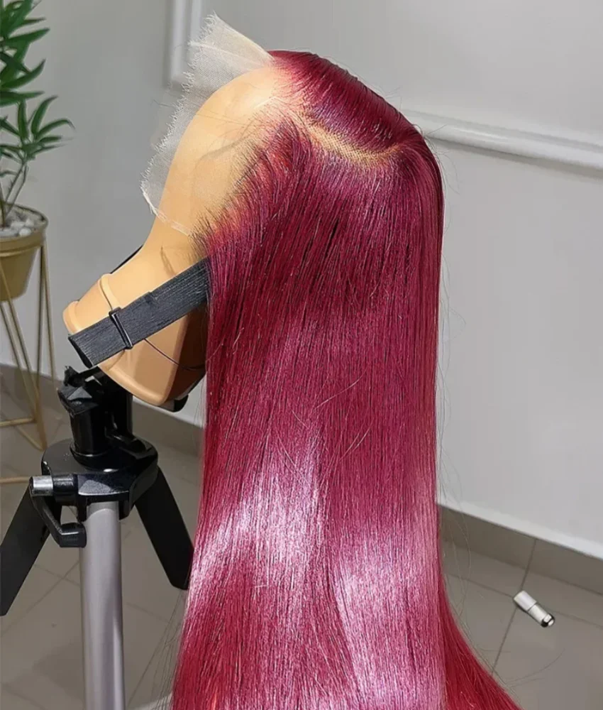 Reta borgonha 99j 13x6 hd laço frontal peruca de cabelo humano 180% densidade vietnamita 13x4 peruca dianteira do laço perucas de cabelo humano para mulher