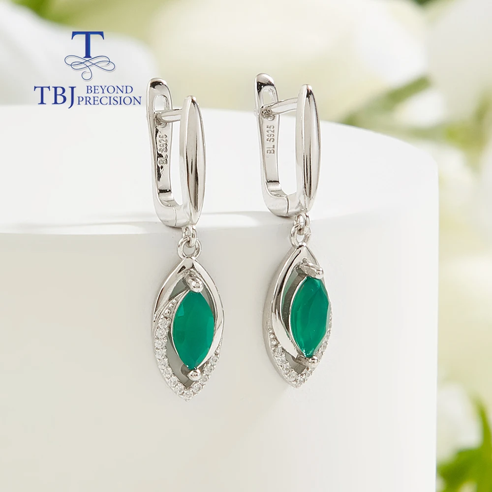 Fashion green agate gemstone earrings Light luxury elegant women and girls daily wear 925 sterling silver fine jewelry