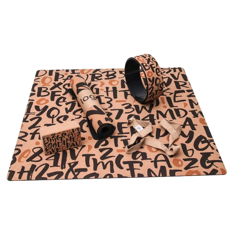 YTYIN Custom Print Logo Friendly Foldable Eco Friendly Natural Rubber Yoga Mat Cork Set 4mm 5mm 6mm