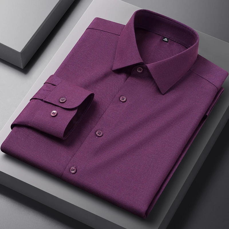 New Modal Men Shirt Long Sleeve Slim Fit Business Casual White Office High Quality Long Sleeve Shirt for Men Anti-wrinkle 4XL