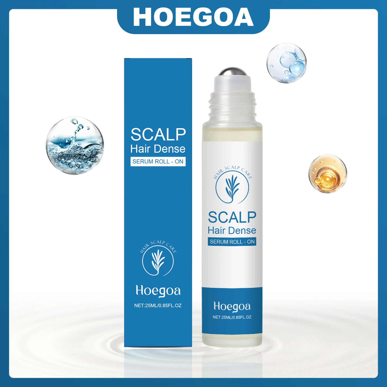

HOEGOA 25ml Rosemary Hair Dense Serum Roll Ball Precise Nourish Scalp Activate Follicles Promote Hair Growth Even Distribution