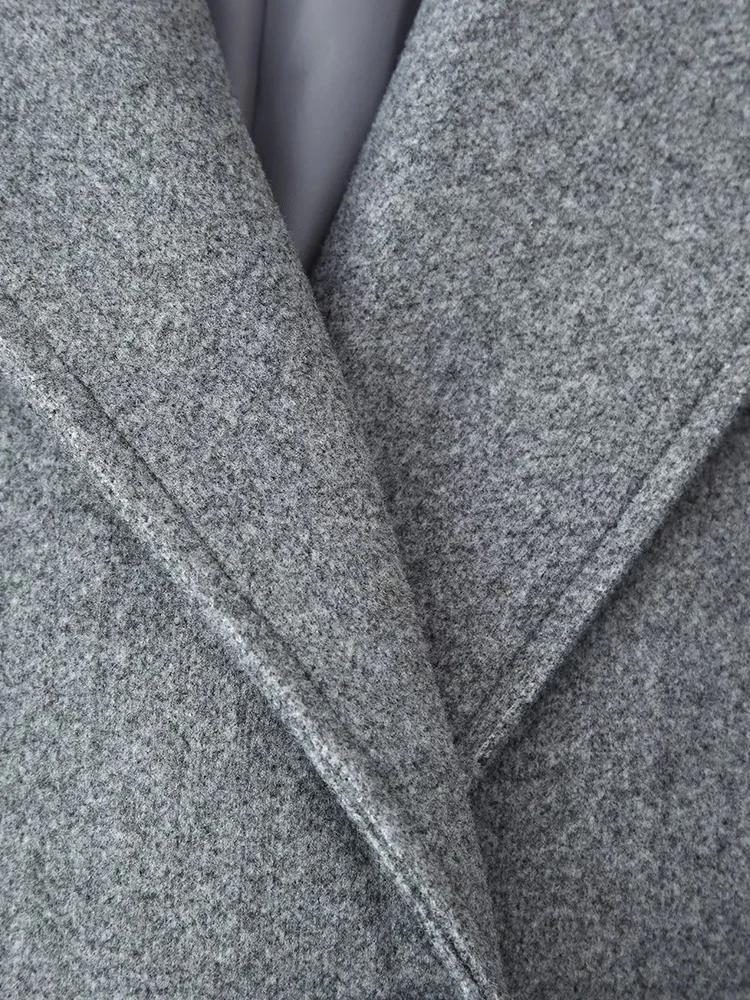 Mulheres inverno elegante borla retalhos casaco de lã feminino sólido manga longa lapela botão jaquetas longas moda rua outwear