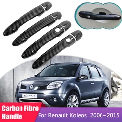 for Renault Koleos Samsung QM5 2006~2015 Carbon Fiber Door Handle Cover Car Protect Decoration Accessories Styling Stickers Trim