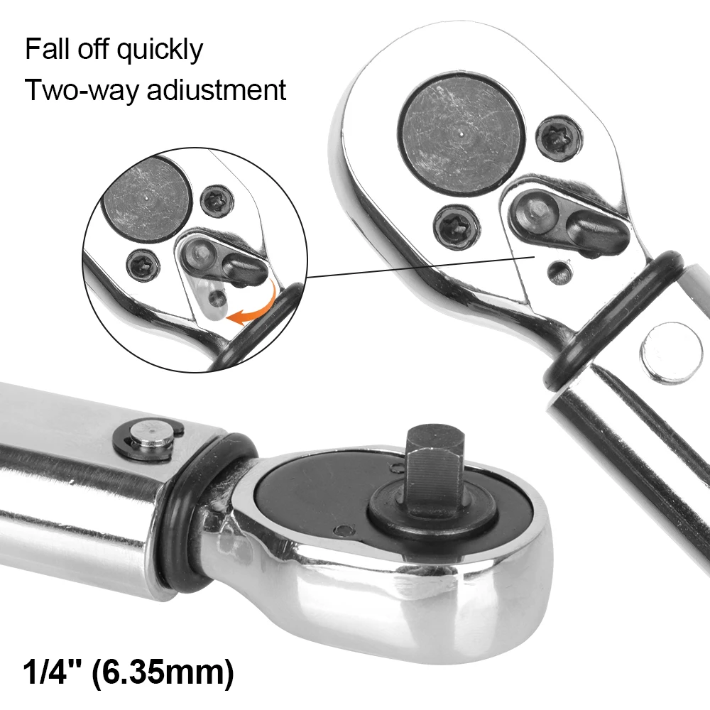 Two-way Precise Ratchet Key 1/4 Inch Spanner Accuracy 3% Car Bike Repair Hand Tools Square Drive Torque Wrench 5-25N.m