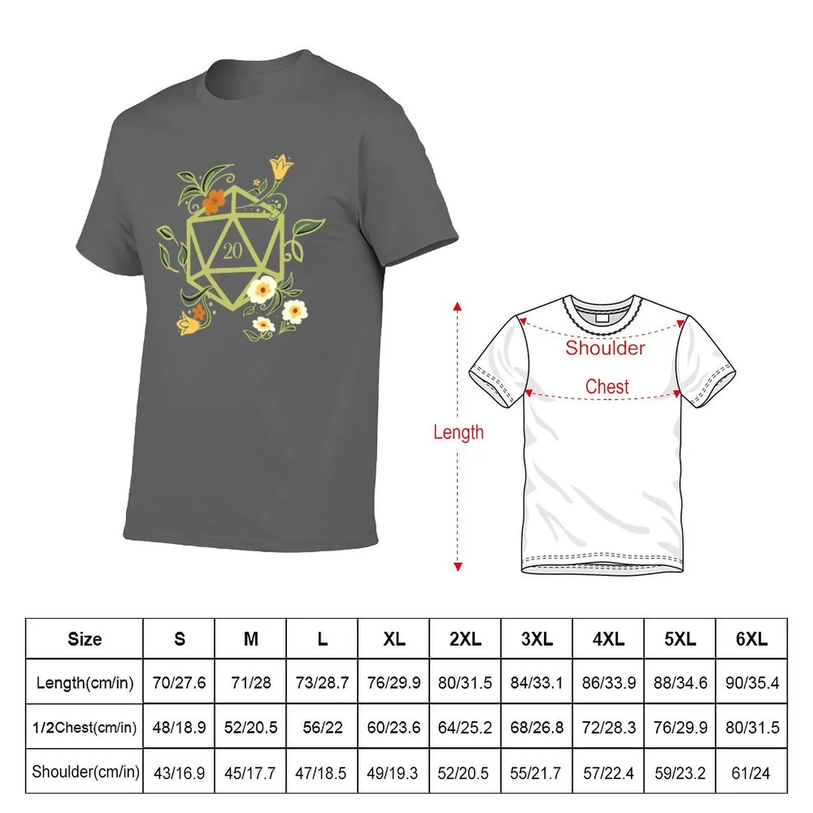 Polyhedral D20 Dice Tabletop RPG Green Thumb T-Shirt graphics Blouse customizeds Men's t shirts