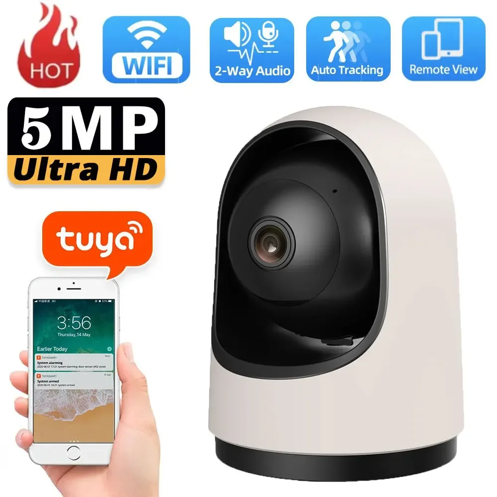 

5MP Wifi Mini Tuya Camera Indoor Home Wireless Security Monitoring CCTV Surveillance IP Cameras AI Auto Tracking Baby Monitor