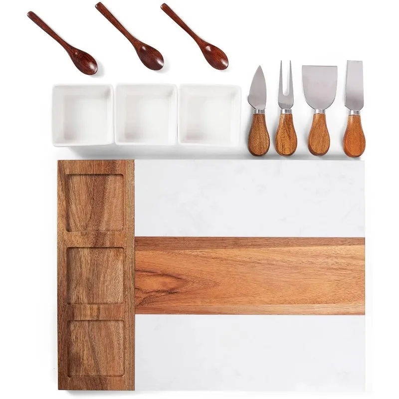 

Stainless Steel Cheese & Butter Knife Black Non-Stick Coated Acacia Wood Cutlery Cheese Tools