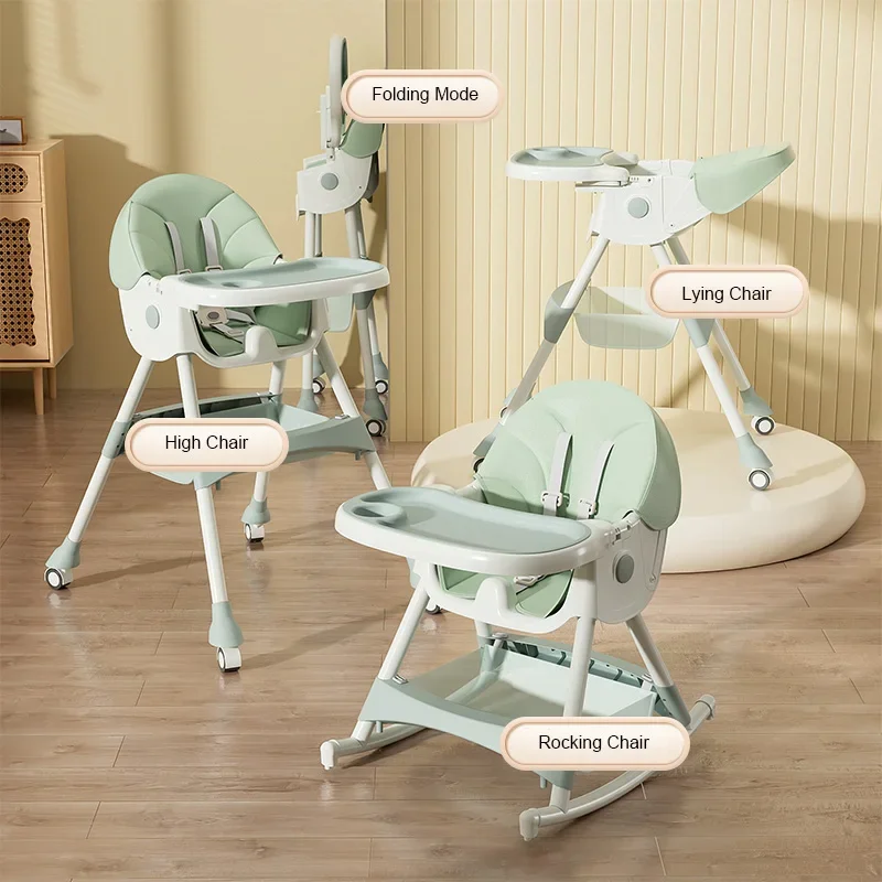 Design Children's Feeding Chair Folding Baby Feed Chair With Adjustable Lying Rocking Baby High Chair For Feeding