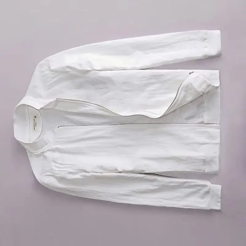 

Весенне-осенние итальянские куртки slim fit для мужчин, льняная белая одежда, тонкое хлопковое пальто, мужская брендовая одежда, верхняя одежда с воротником-стойкой, Jaqueta