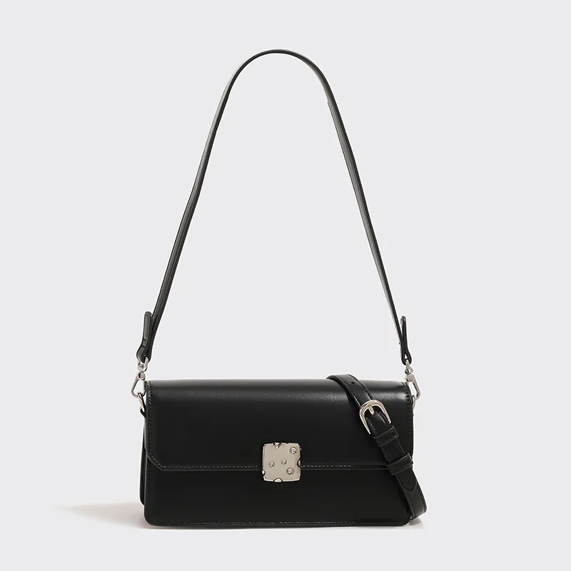 Sac sous les bras en cuir souple flétri pour femme, sac messager unique pour femme, petit sac carré, dames de bureau, français, à la mode, 2024